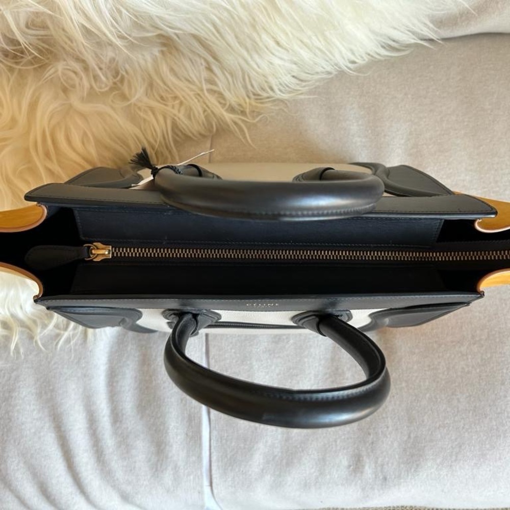 Celine Mini Luggage Shopper Tote in Mustard/Black/Grey color block - Picture 3 of 11